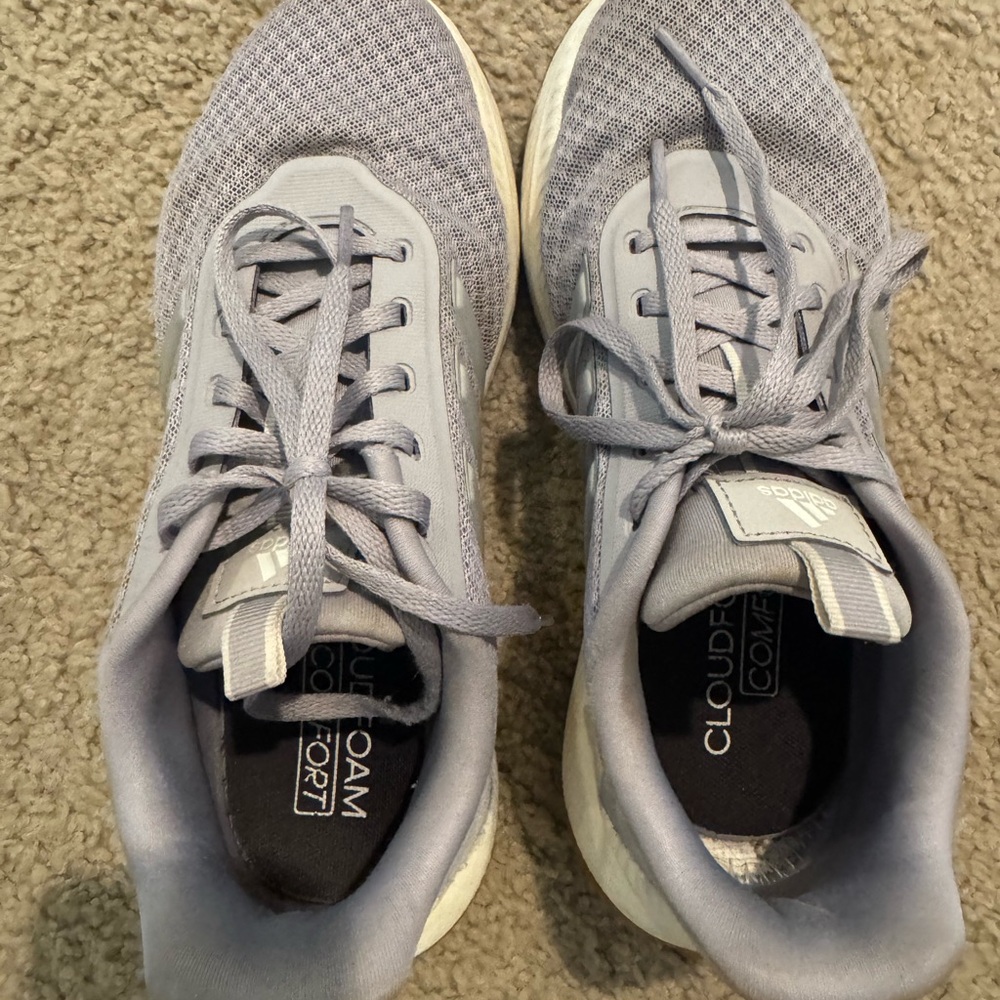 adidas Women's Light Gray Lace-Up Cloudfoam Sneakers